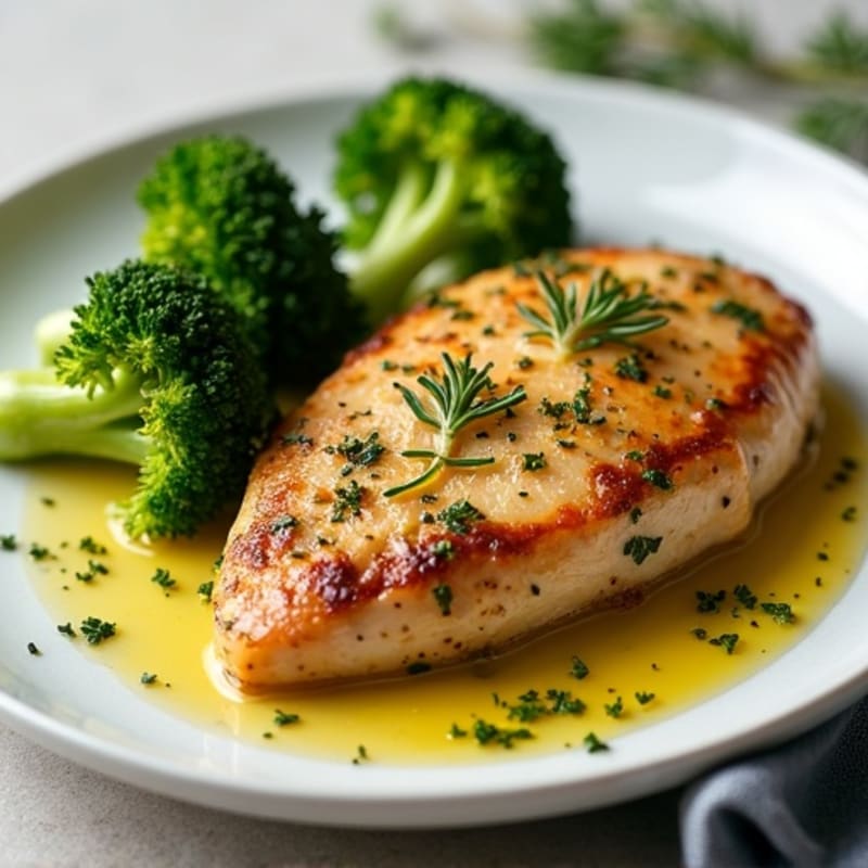 Pan-Seared Herb Chicken with Roasted Broccoli