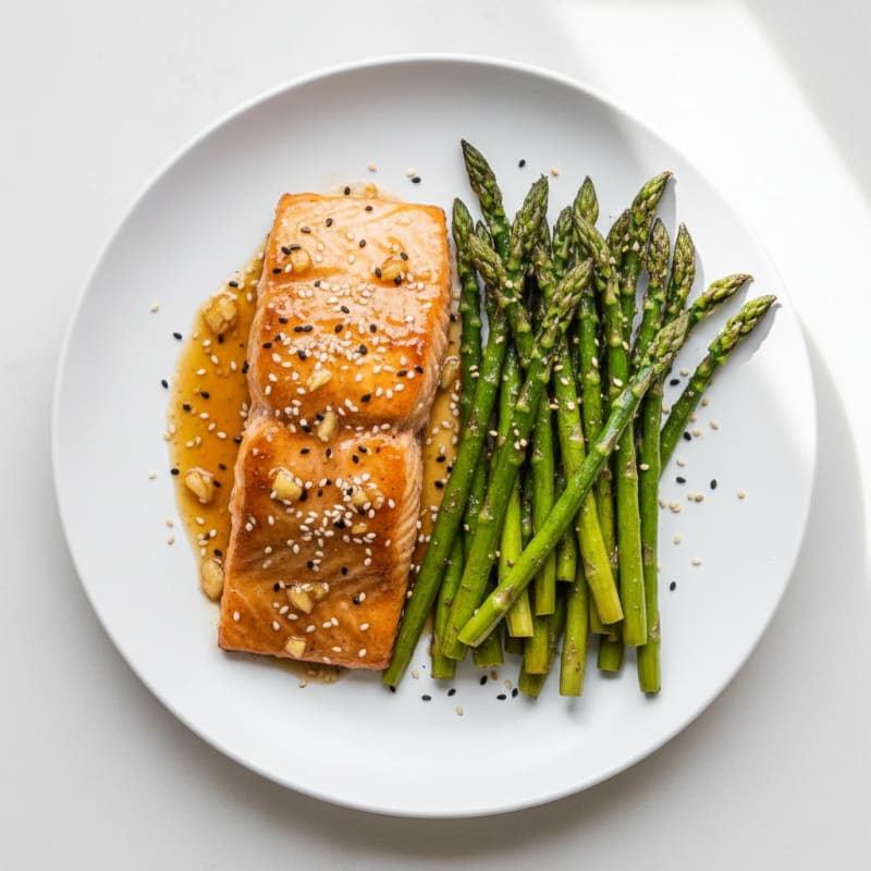 Golden Teriyaki-Glazed Salmon with Roasted Asparagus