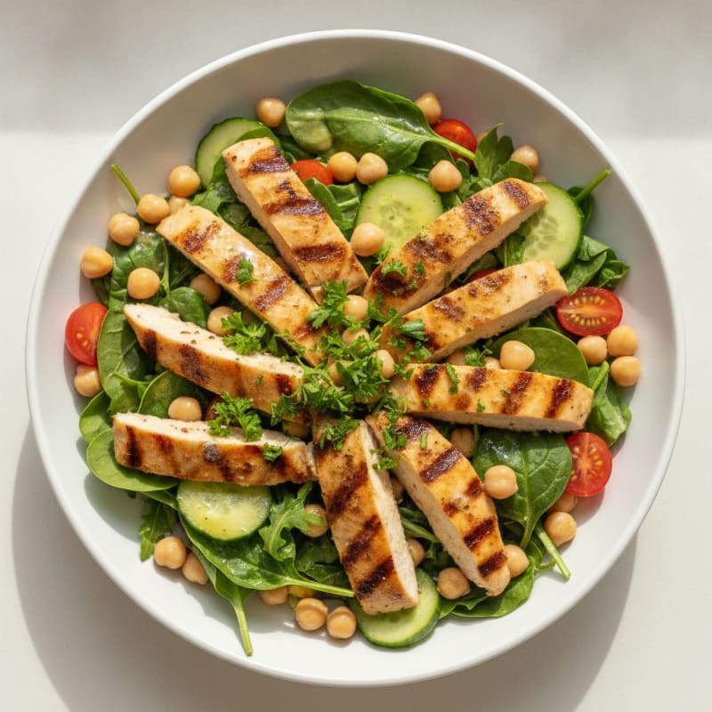 Grilled Chicken Salad with Chickpeas and Lemon Vinaigrette