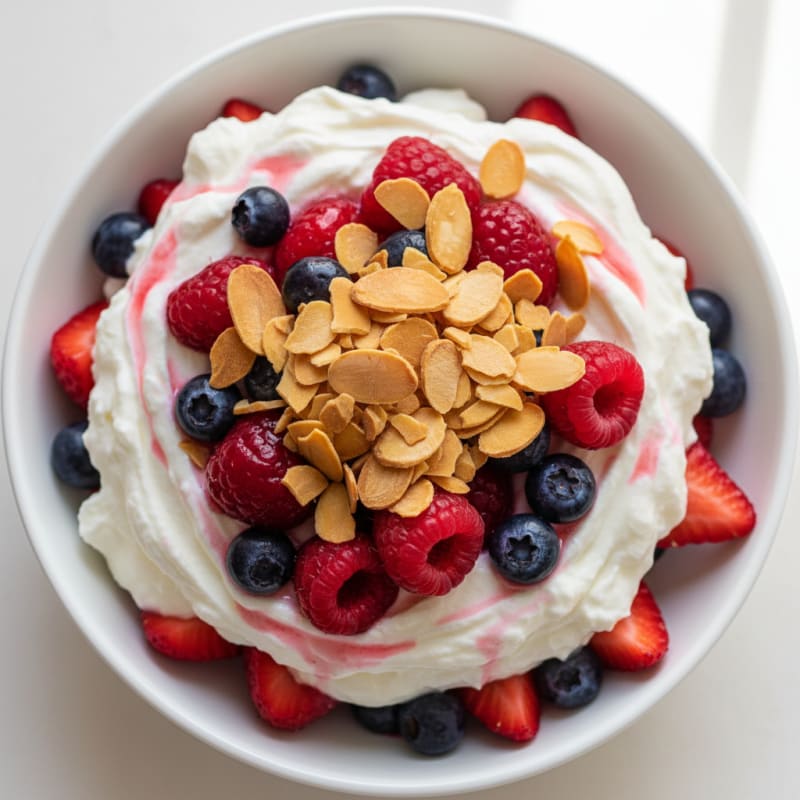 Greek Yogurt Protein Parfait with Mixed Berries and Almonds