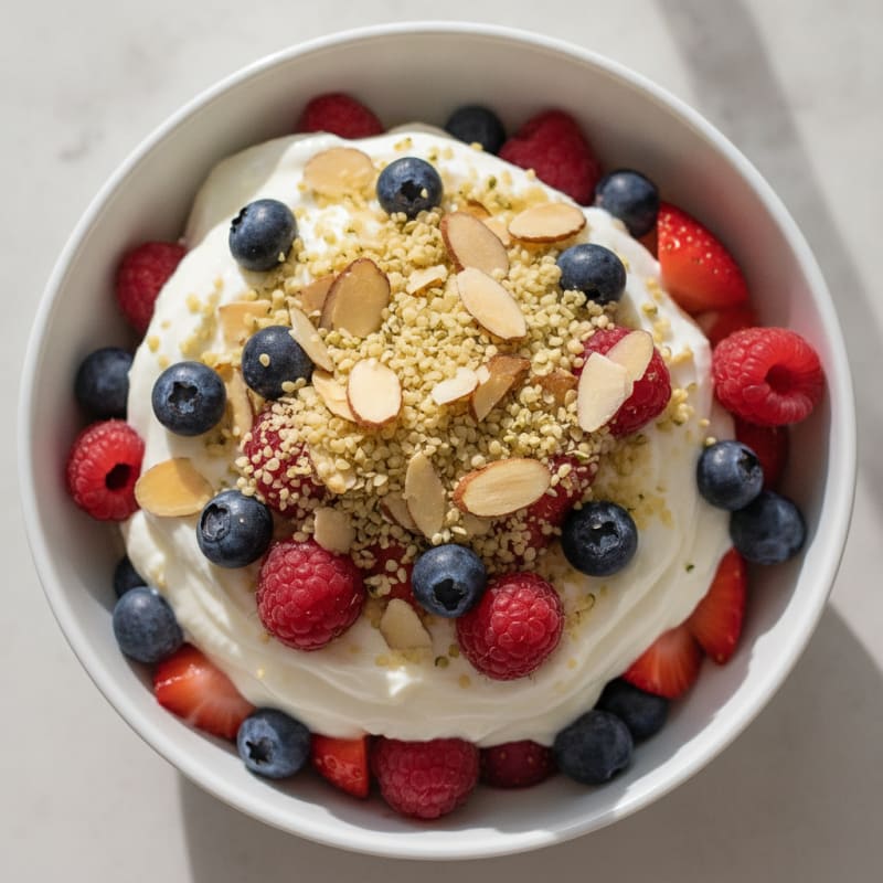 Greek Yogurt Protein Parfait with Mixed Berries