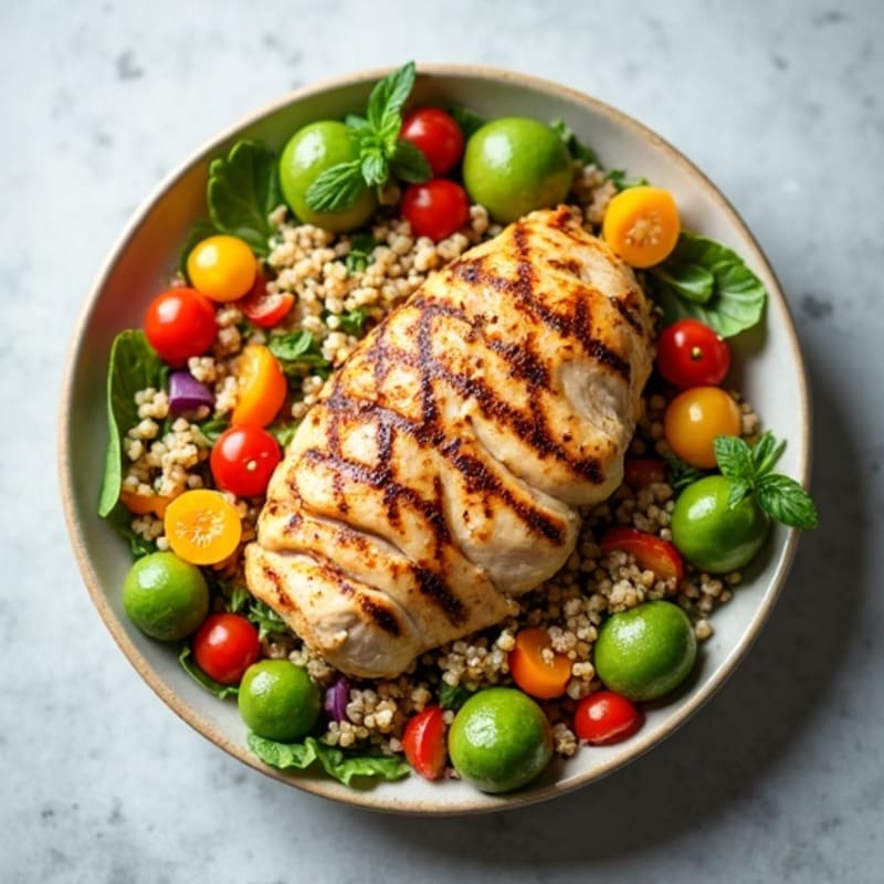 Grilled Chicken and Quinoa Salad with Fresh Vegetables