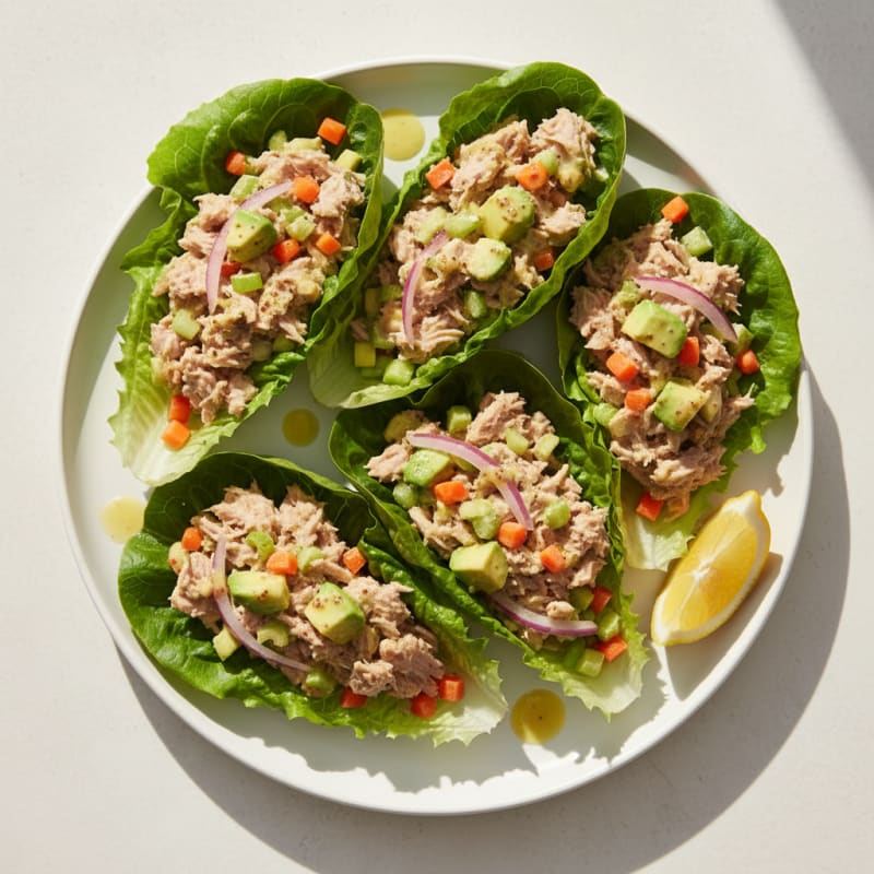 Tuna Salad Lettuce Wraps with Crunchy Vegetables