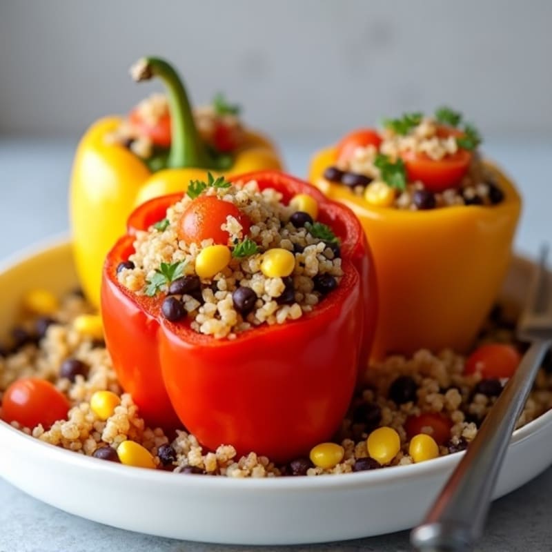 Roasted Zesty Quinoa Stuffed Bell Peppers