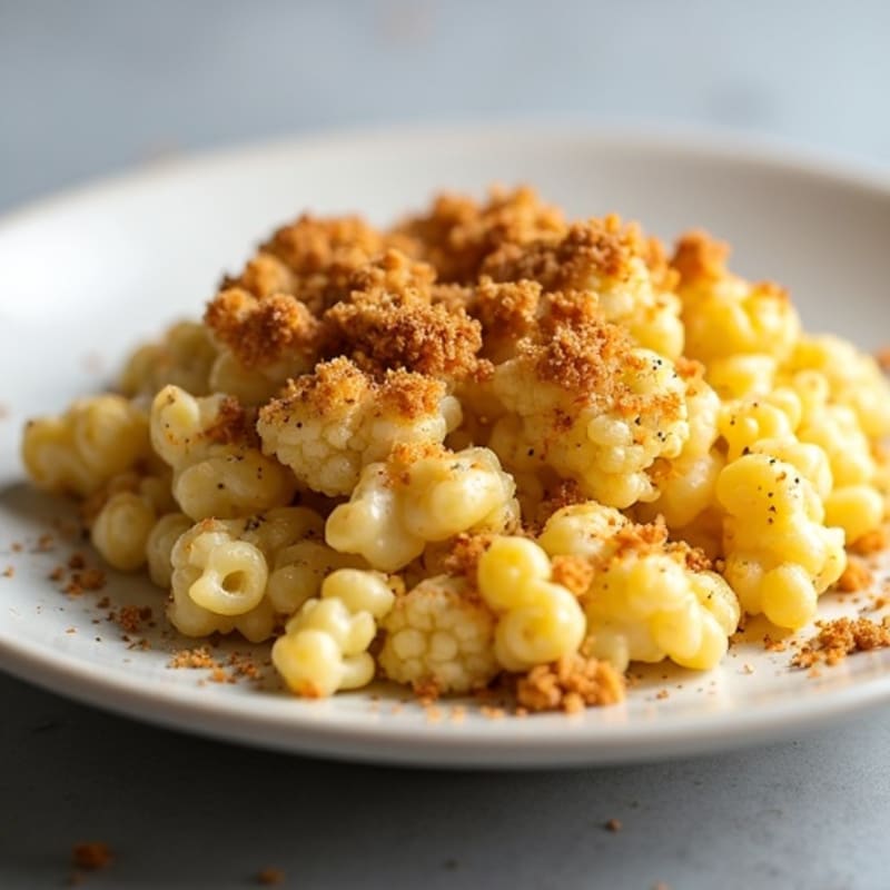 Baked Cauliflower Mac with Crispy Chickpea Crumbs