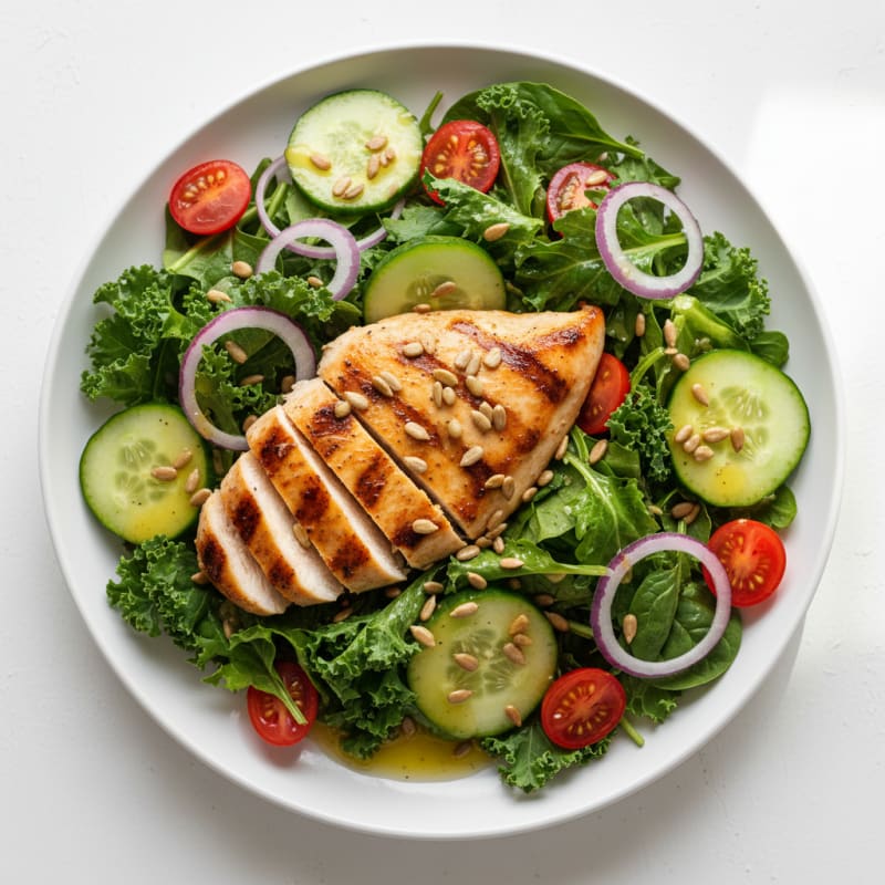 Grilled Chicken Breast with Crunchy Garden Salad
