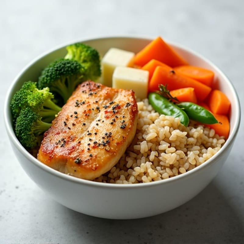 Steamed Ginger-Garlic Chicken and Vegetable Bowl