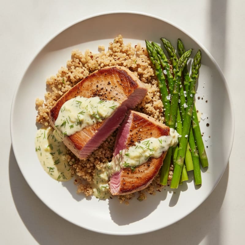 Pan-Seared Tuna with Lemon-Dill Sauce