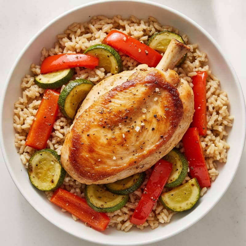 Chicken and Roasted Vegetable Rice Bowl