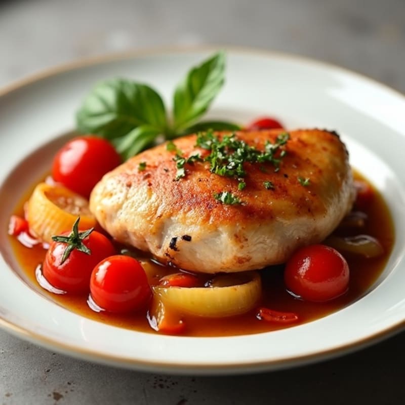 Braised Chicken with Bell Peppers and Tomatoes