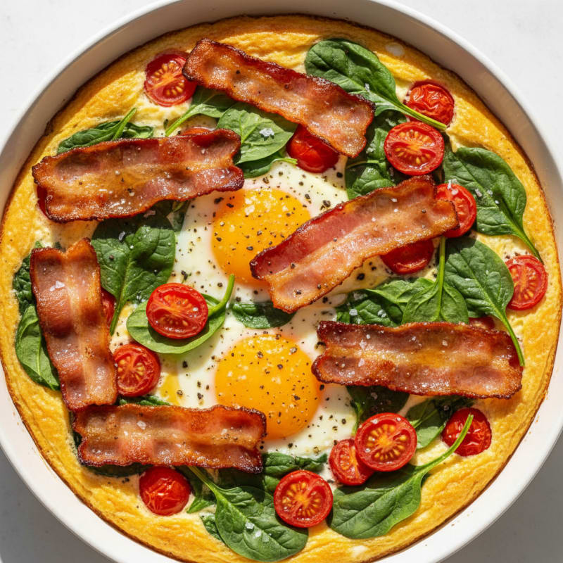 Golden Maple-Glazed Bacon and Egg Bake
