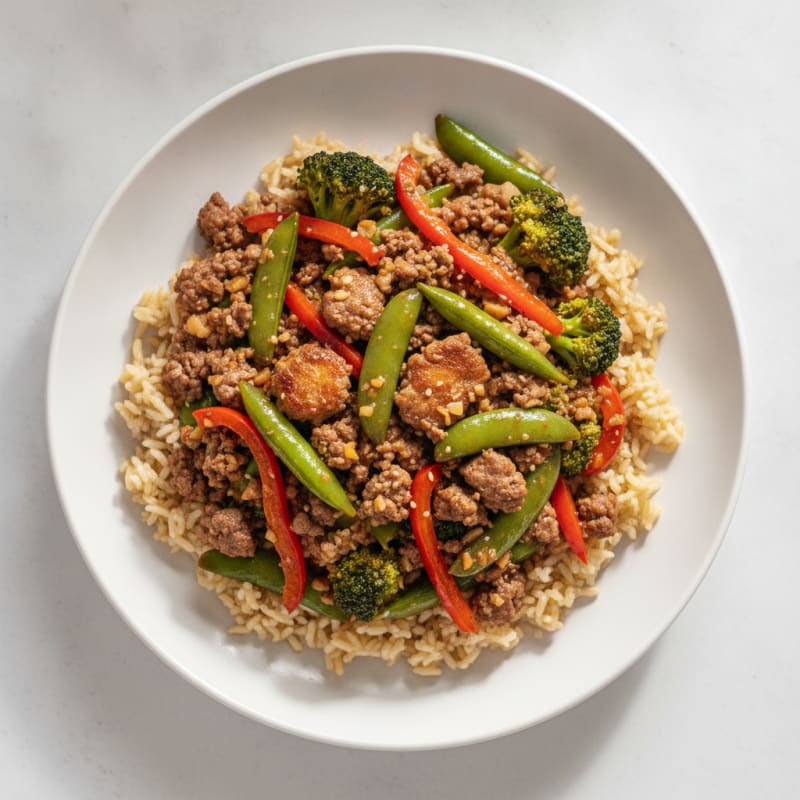 Lean Ground Beef and Vegetable Stir-Fry