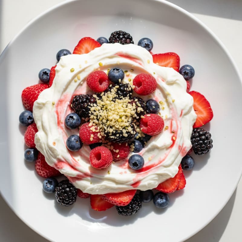 Silky Greek Yogurt Protein Parfait with Mixed Berries