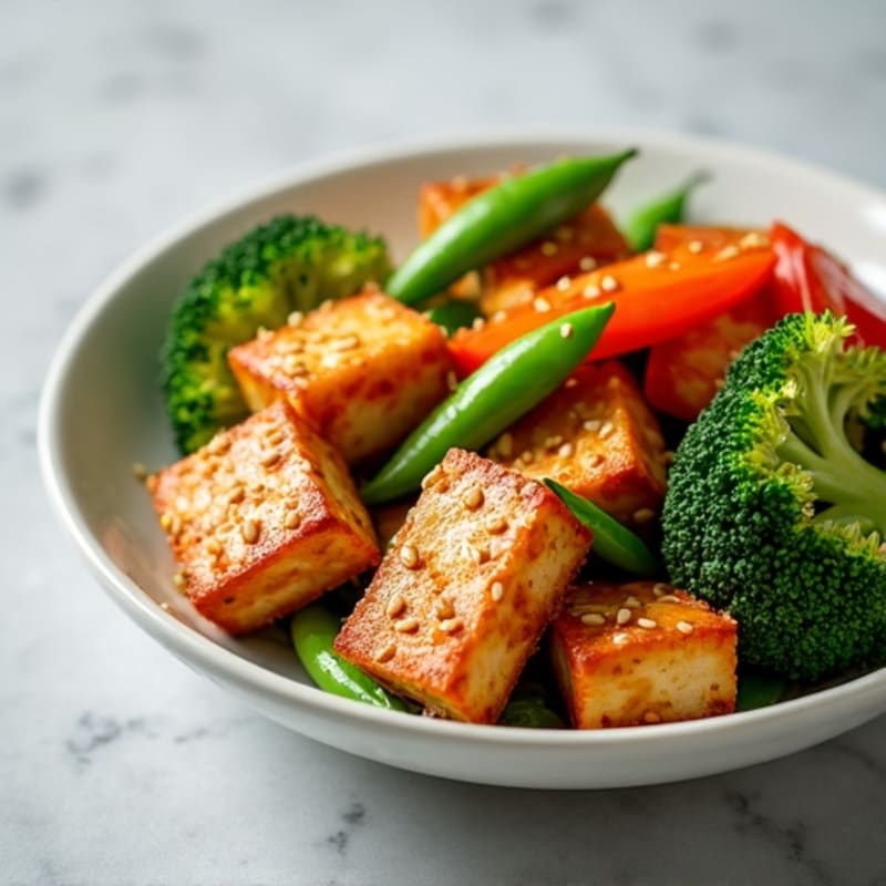 Crispy Sesame Tofu with Stir-Fry Vegetables