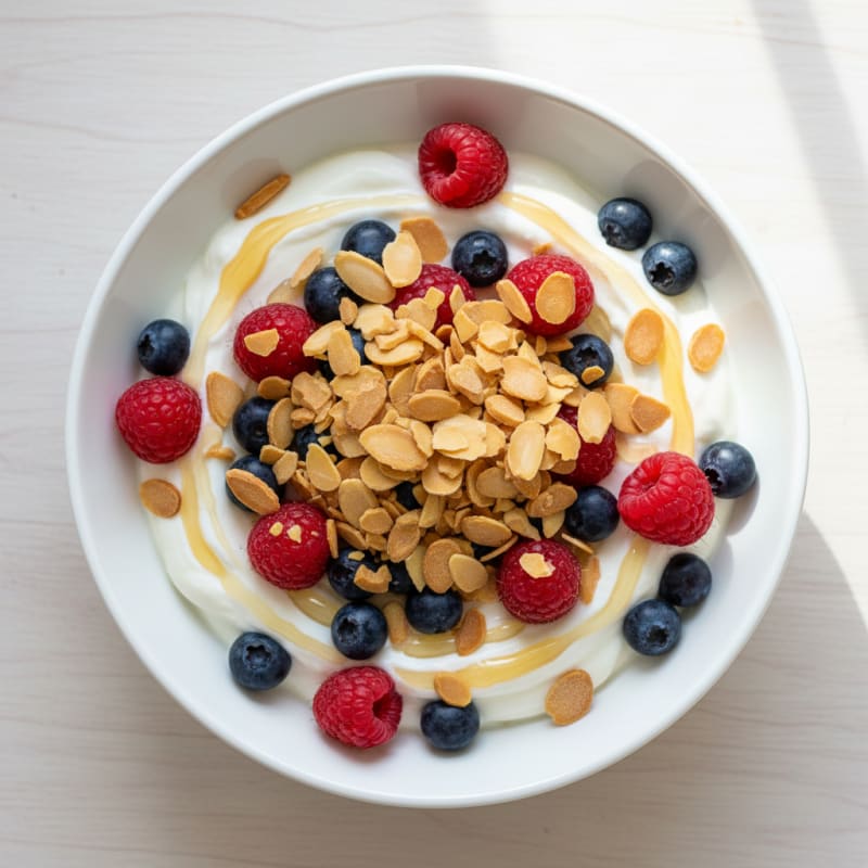 Creamy Greek Yogurt Parfait with Mixed Berries and Almonds