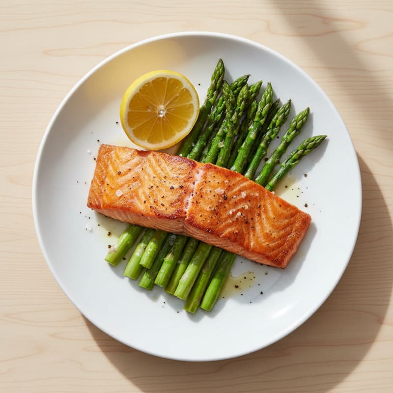 Seared Salmon Fillet with Asparagus Spears