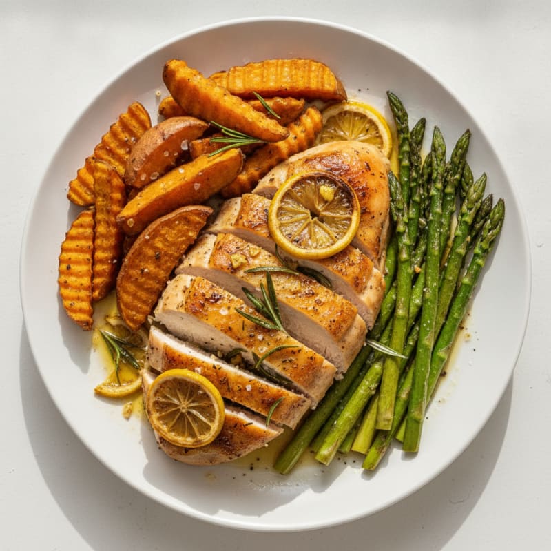 Lemon-Herb Roasted Chicken with Asparagus
