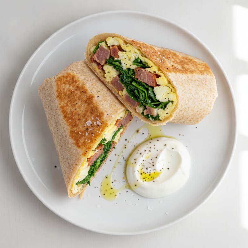 Turkey Bacon Egg and Spinach Burrito