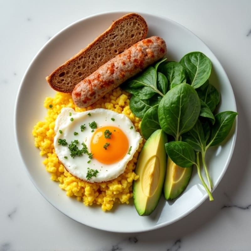 Egg White and Turkey Sausage Scramble with Spinach