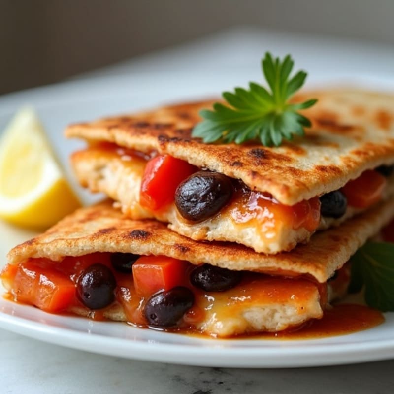 Crispy Whole Wheat BBQ Chicken and Black Bean Quesadilla