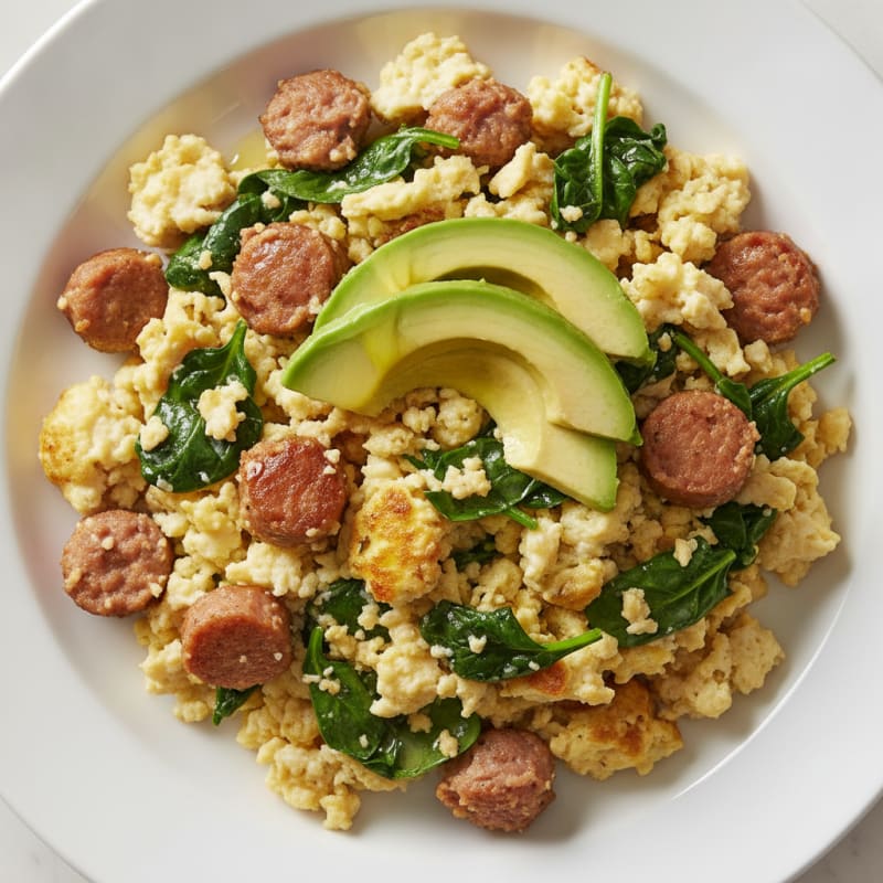 Egg White and Turkey Sausage Scramble with Spinach