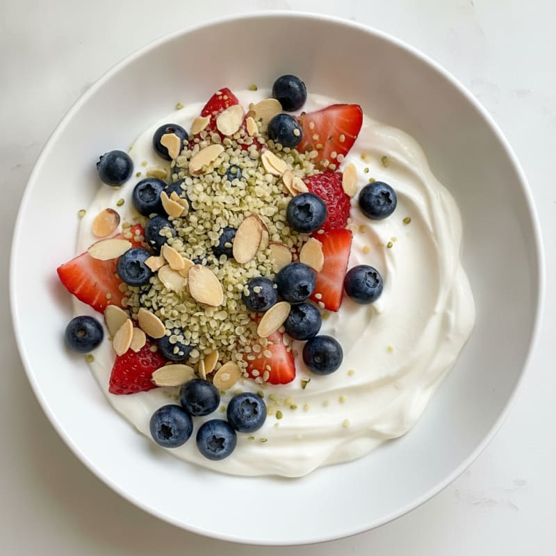 Silky Greek Yogurt with Mixed Fruit and Protein Crunch