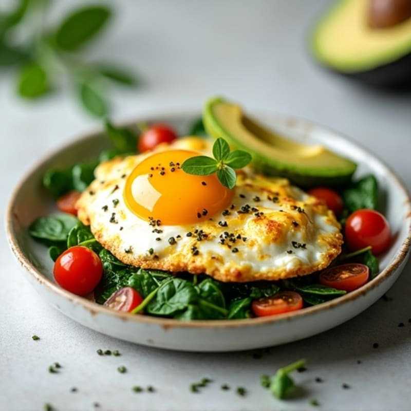 Greek Yogurt and Egg White Scramble with Spinach and Cherry Tomatoes
