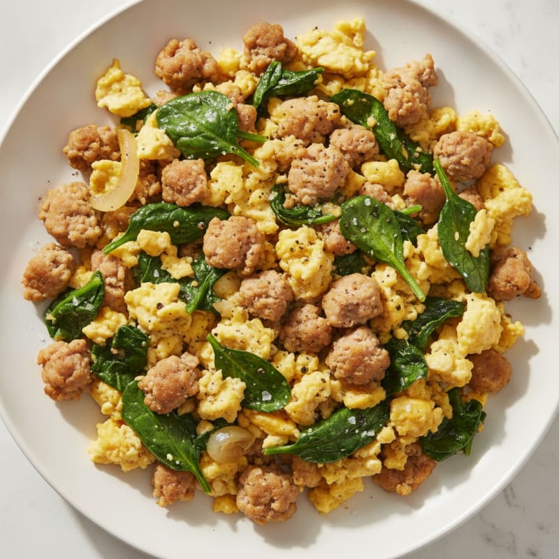 Sausage and Egg Scramble with Spinach