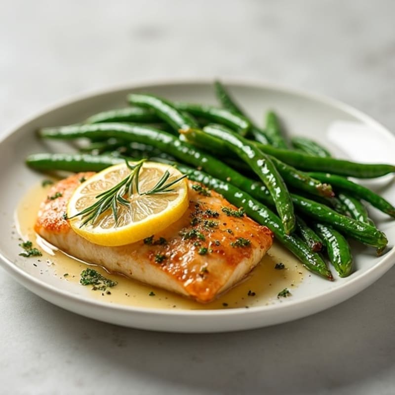 Lemon-Herb Roasted Chicken Breast with Crispy Green Beans