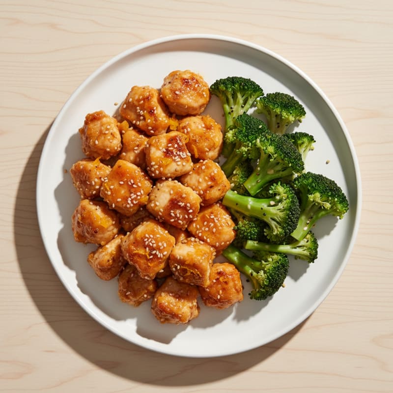 Crispy Orange Chicken with Zesty Broccoli