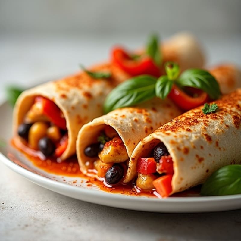 Spicy Baked Chicken and Black Bean Tortilla Rolls