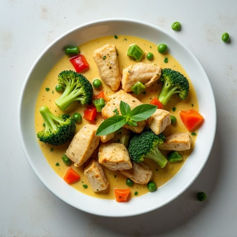 Creamy Coconut Green Curry Chicken with Fresh Vegetables
