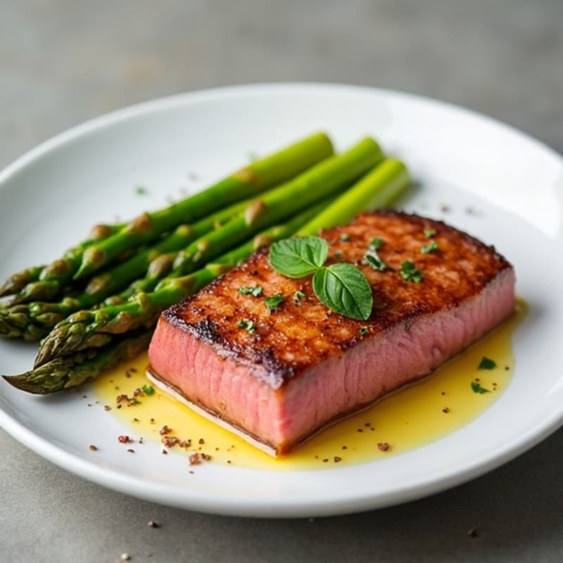 Perfectly Seared Tuna with Roasted Asparagus