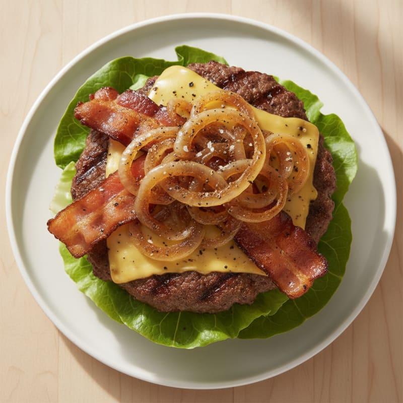 Double Bacon Cheeseburger with Caramelized Onions