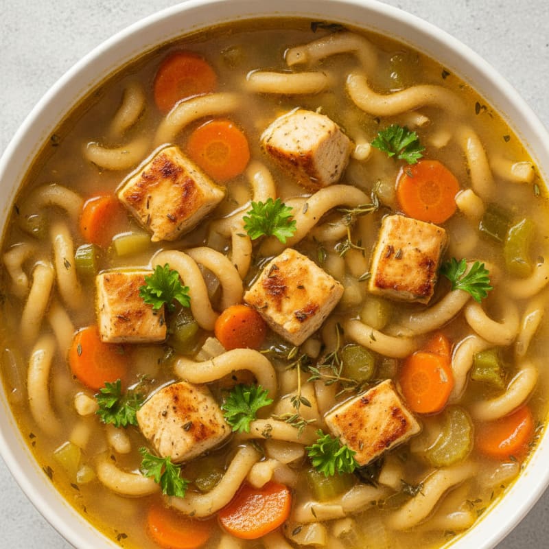 Hearty Chicken Noodle Soup with Herbs