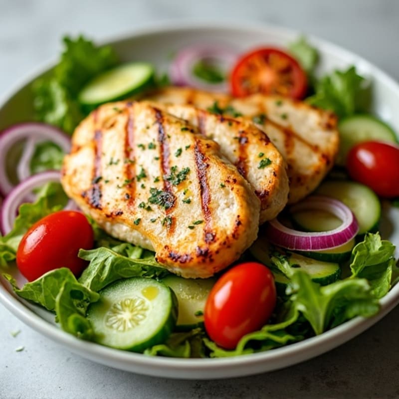 Grilled Chicken Breast Salad with Mixed Greens and Lemon Vinaigrette