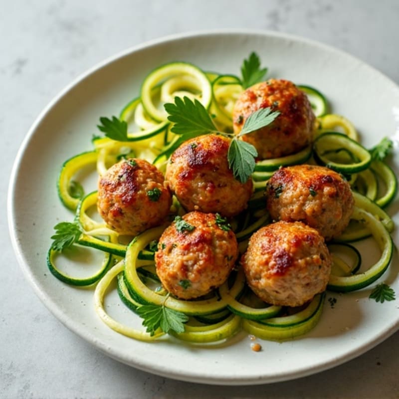 Herb-Seasoned Turkey Meatballs with Zucchini Noodles