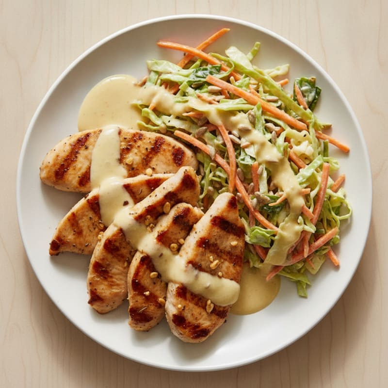 Grilled Turkey Breast with Crunchy Cabbage Slaw