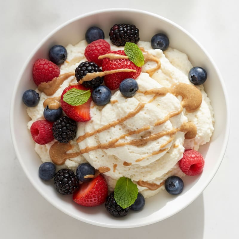 Greek Yogurt Protein Mousse with Mixed Berries