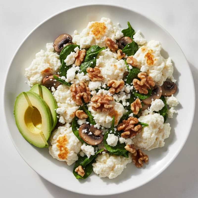 Egg White and Cheese Veggie Scramble with Walnuts