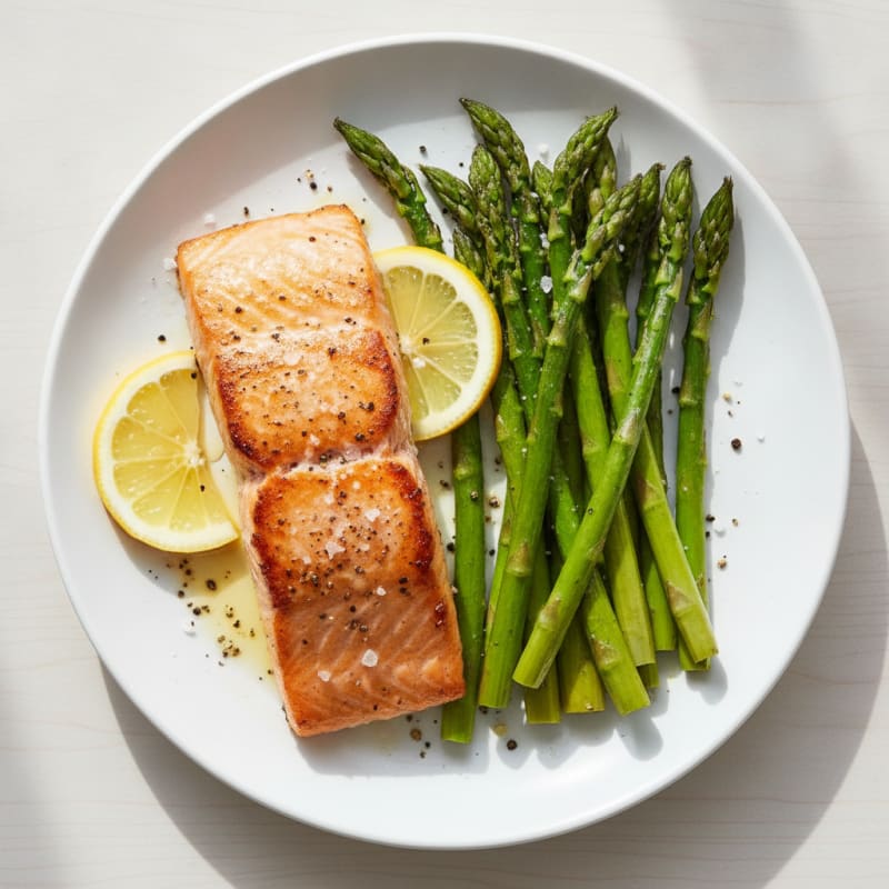 Pan-Seared Salmon with Roasted Asparagus