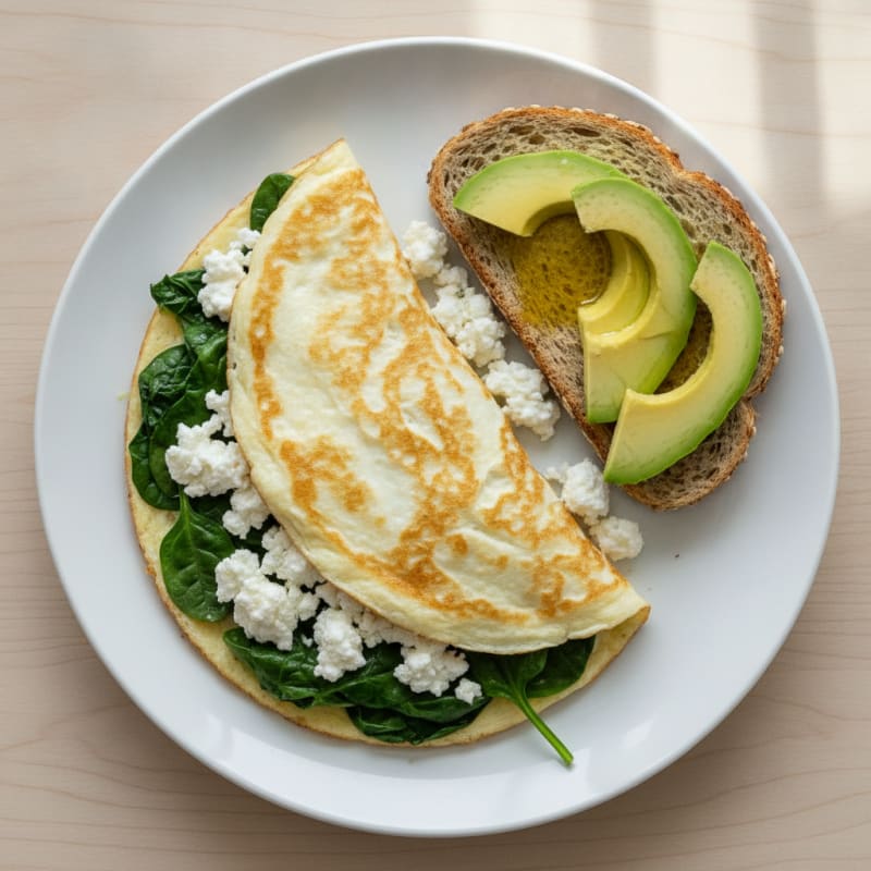 Egg White Spinach Omelette with Cottage Cheese