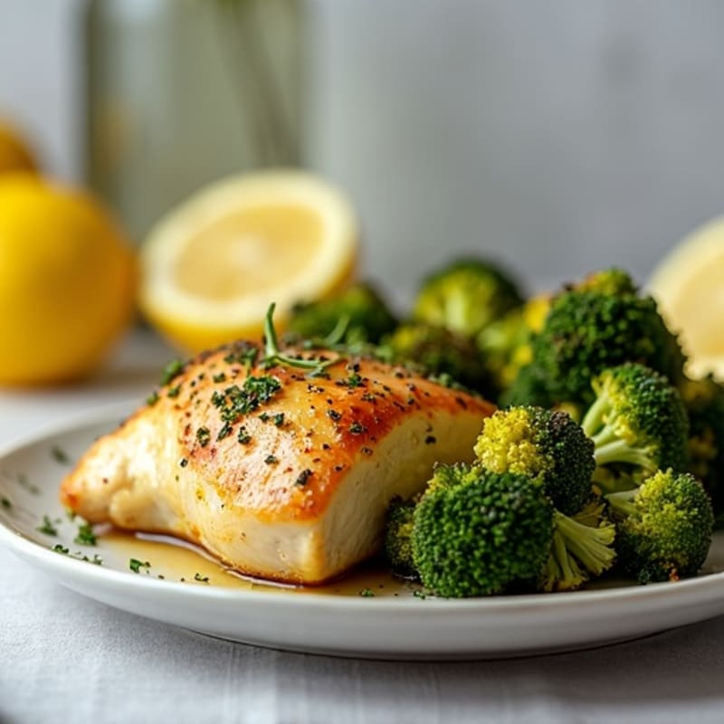 Roasted Lemon Garlic Chicken with Crispy Broccoli