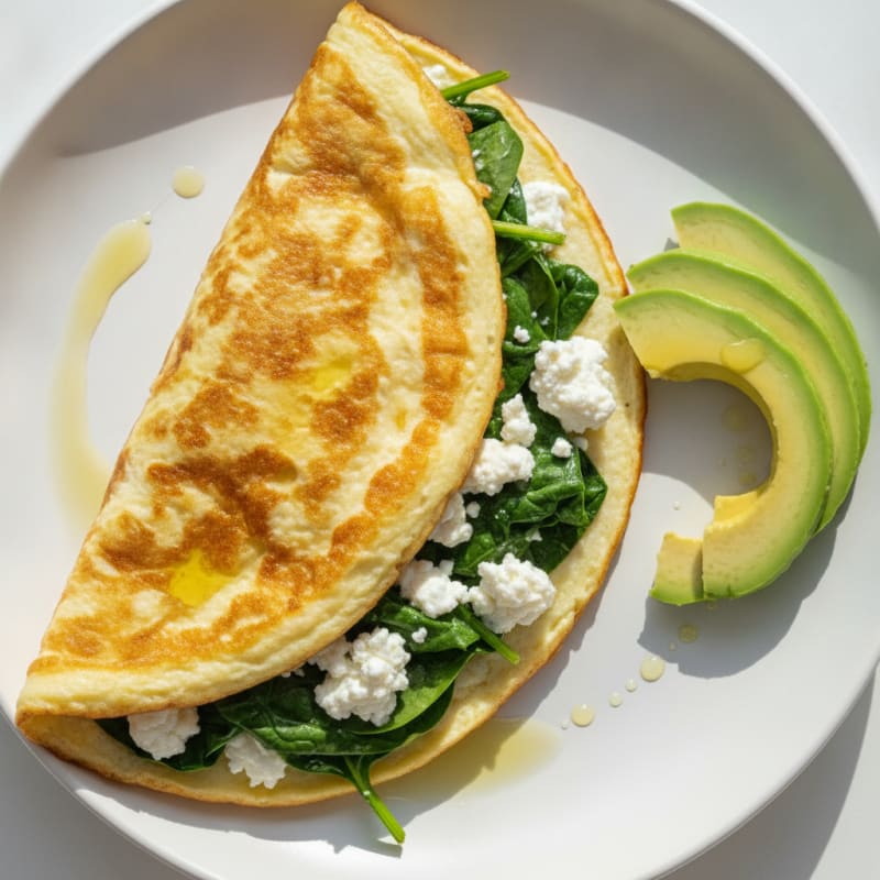 Egg White Spinach Omelette with Cottage Cheese