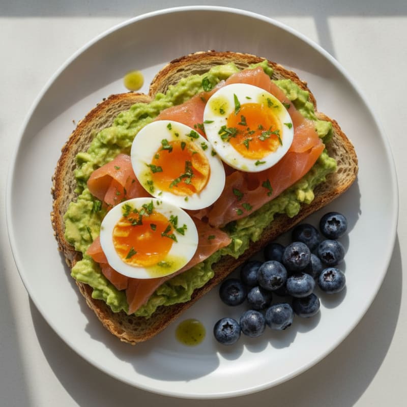 Avocado Toast with Soft-Boiled Eggs and Fresh Berries