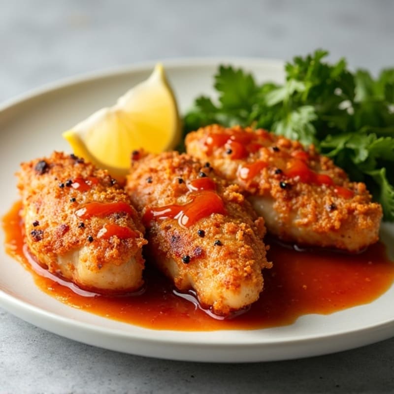 Crispy Baked Ginger-Garlic Chicken with Sweet Chili Sauce