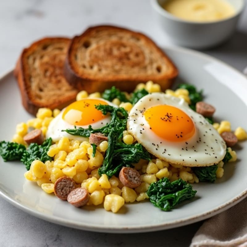 Egg White Scramble with Turkey Sausage and Spinach