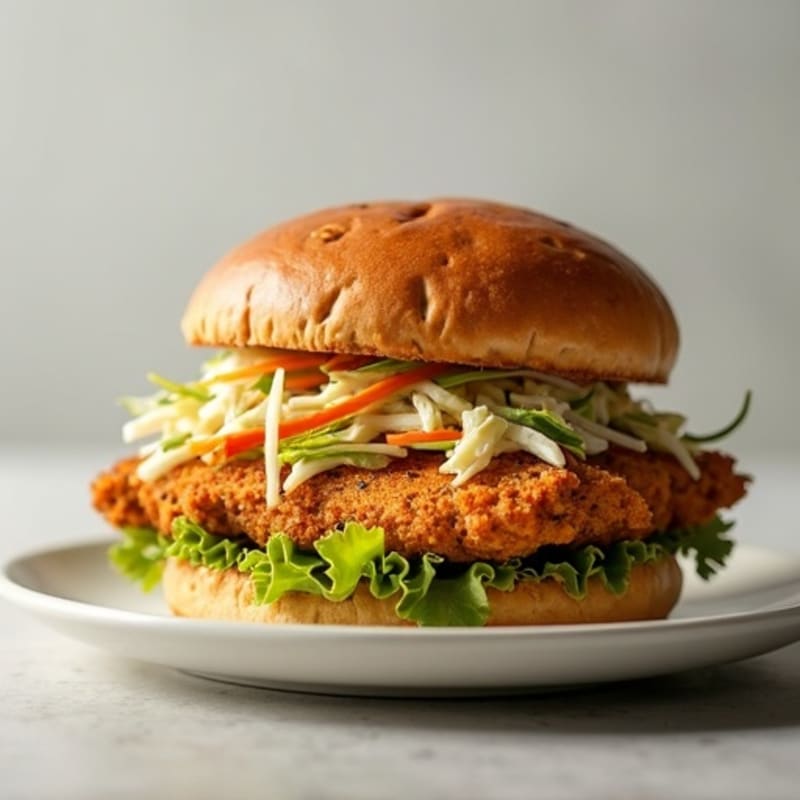 Crispy Baked Chicken Sandwich with Fresh Slaw