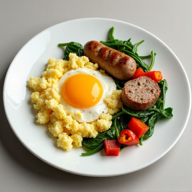 Egg White Scramble with Turkey Sausage and Spinach