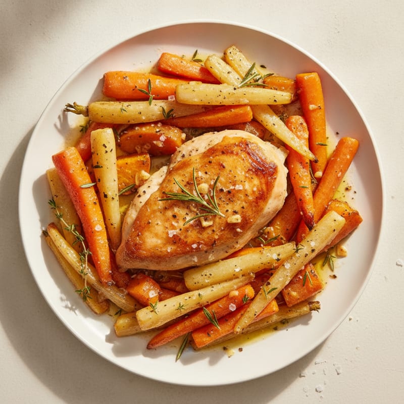 Garlic Herb Roasted Chicken with Root Vegetables